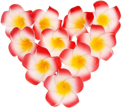 100Pcs White Foam Hawaiian Frangipani Artificial Plumeria Flower Petals Cap Hair Hat Wreath Floral DIY Home Wedding Decoration 5cm