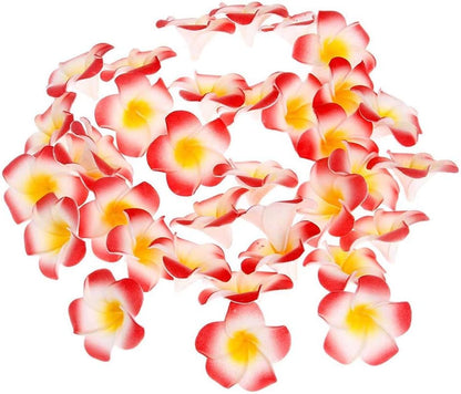 100Pcs White Foam Hawaiian Frangipani Artificial Plumeria Flower Petals Cap Hair Hat Wreath Floral DIY Home Wedding Decoration 5cm