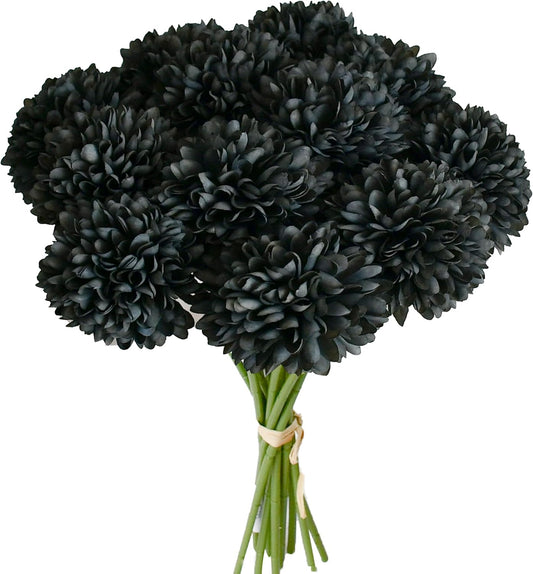 12pcs Artificial Coral Chrysanthemum | 11.8 inch Artificial Mums Flowers for Home Table Centerpiece Summer Decor Silk Flowers for Porch Patio and Wedding - Colors B
