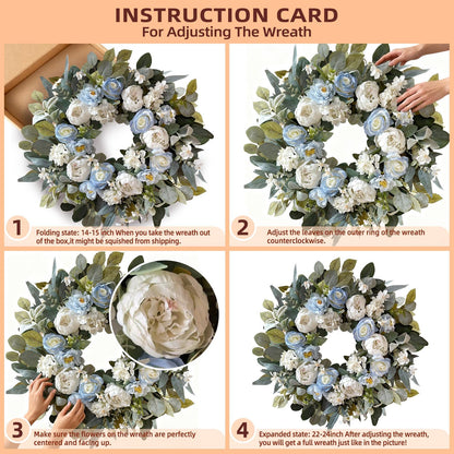 24 Inch Fall Floral Front Door Wreath Farmhouse Harvest Decor