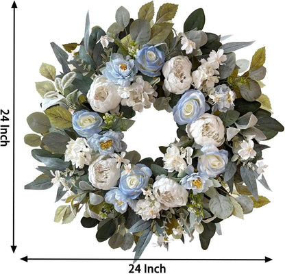 24 Inch Fall Floral Front Door Wreath Farmhouse Harvest Decor