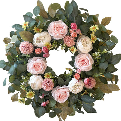 24 Inch Fall Floral Front Door Wreath Farmhouse Harvest Decor