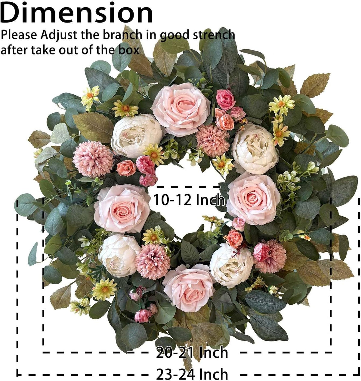 24 Inch Fall Floral Front Door Wreath Farmhouse Harvest Decor