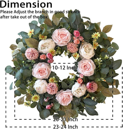 24 Inch Fall Floral Front Door Wreath Farmhouse Harvest Decor