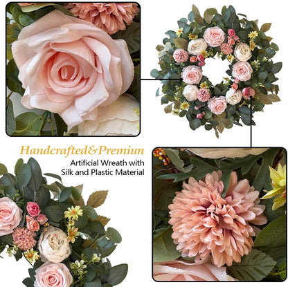 24 Inch Fall Floral Front Door Wreath Farmhouse Harvest Decor