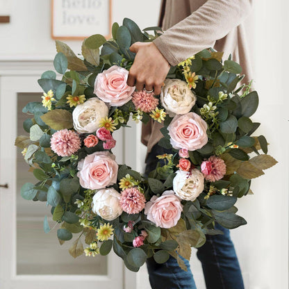 24 Inch Fall Floral Front Door Wreath Farmhouse Harvest Decor