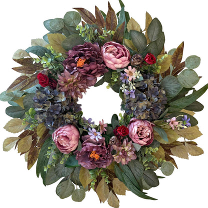 24 Inch Fall Floral Front Door Wreath Farmhouse Harvest Decor
