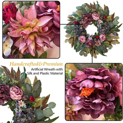 24 Inch Fall Floral Front Door Wreath Farmhouse Harvest Decor