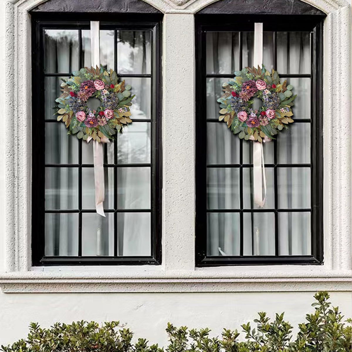 24 Inch Fall Floral Front Door Wreath Farmhouse Harvest Decor