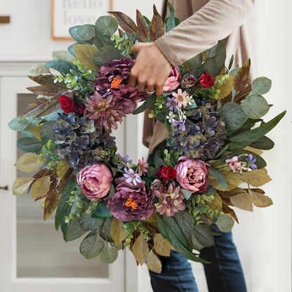 24 Inch Fall Floral Front Door Wreath Farmhouse Harvest Decor