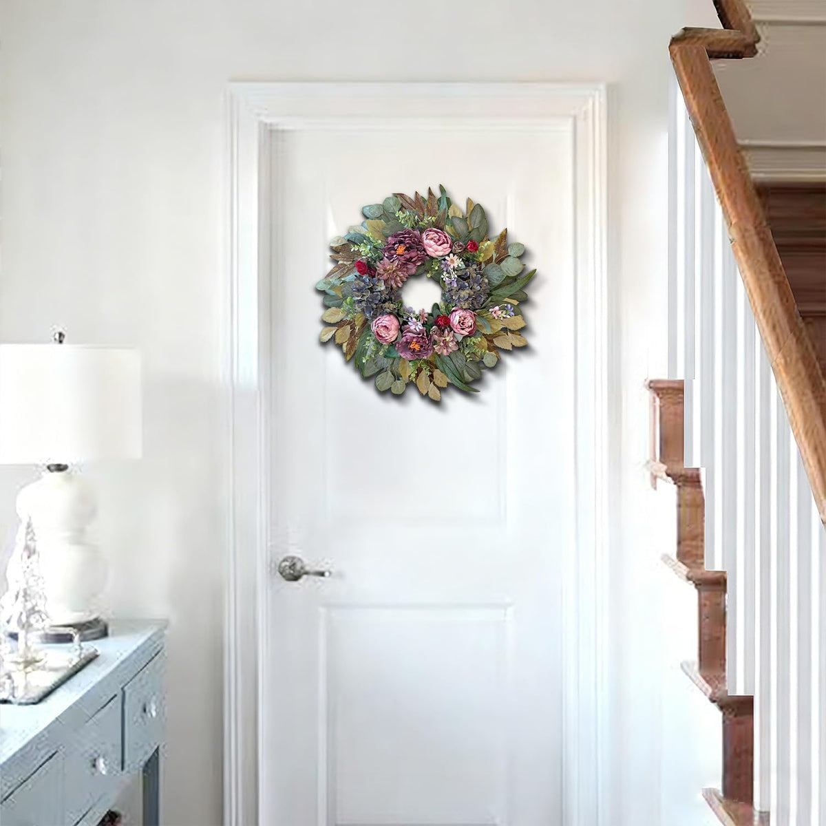 24 Inch Fall Floral Front Door Wreath Farmhouse Harvest Decor