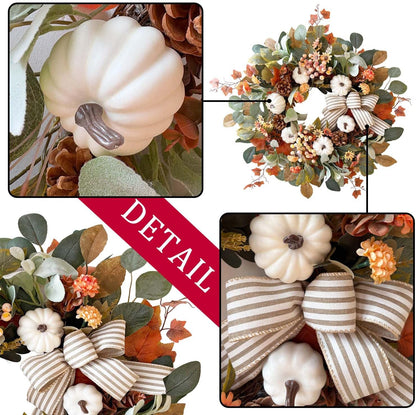 24 Inch Fall Floral Front Door Wreath Farmhouse Harvest Decor