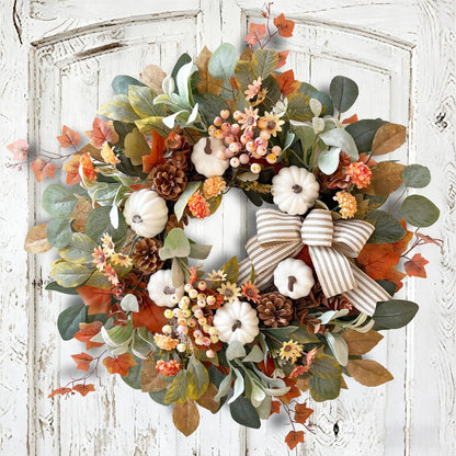 24 Inch Fall Floral Front Door Wreath Farmhouse Harvest Decor