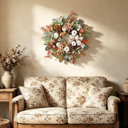 24 Inch Fall Floral Front Door Wreath Farmhouse Harvest Decor