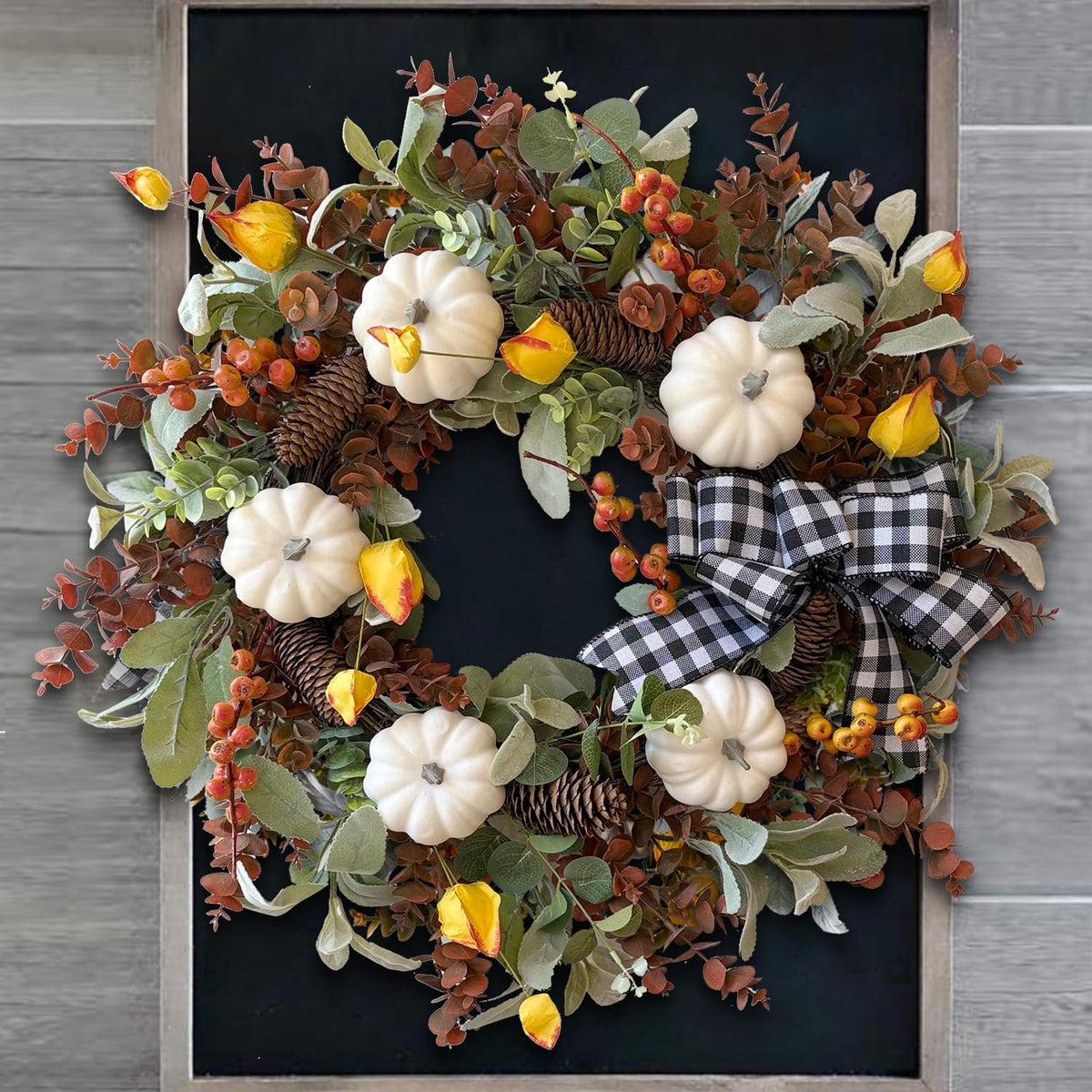 24 Inch Fall Floral Front Door Wreath Farmhouse Harvest Decor