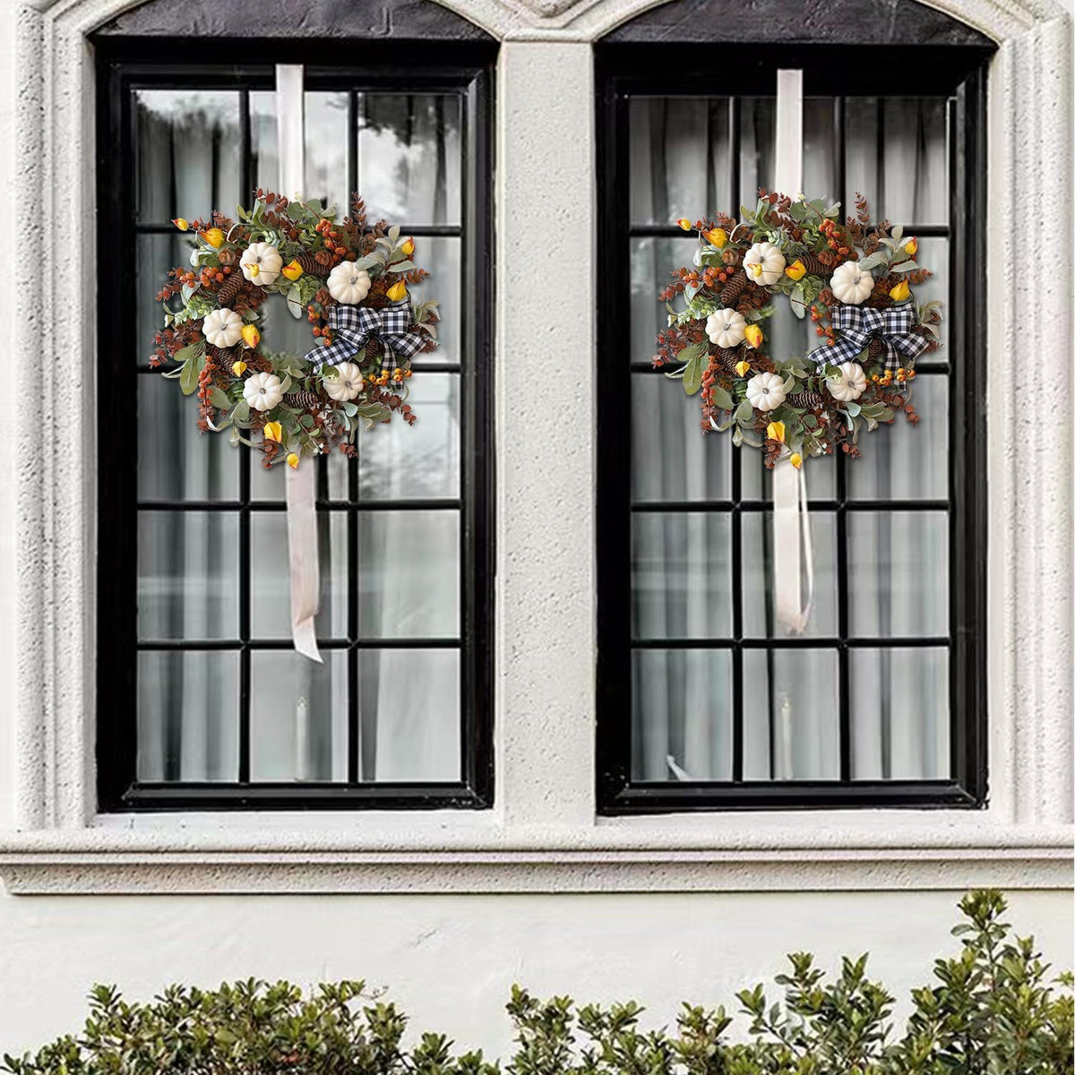24 Inch Fall Floral Front Door Wreath Farmhouse Harvest Decor