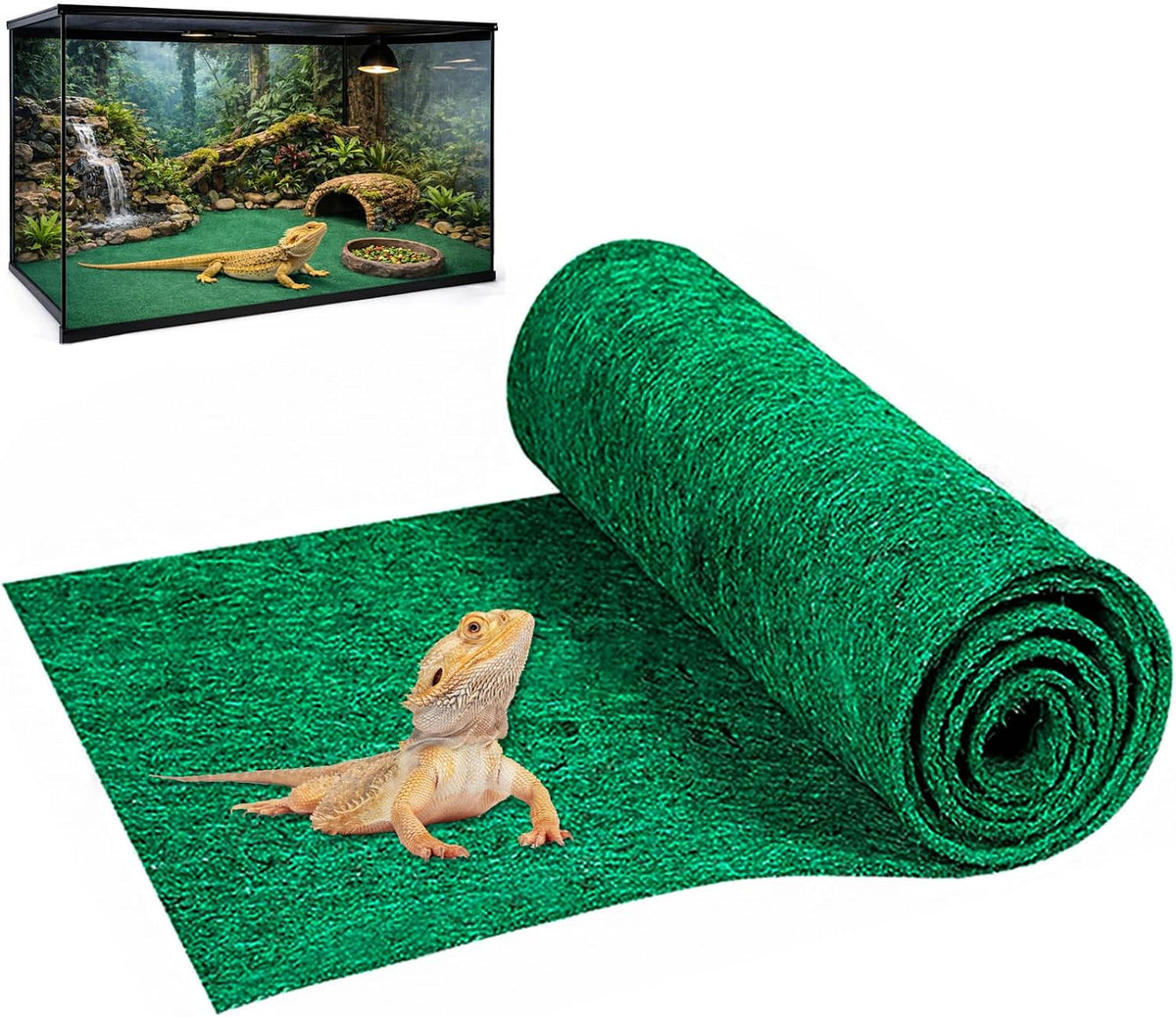 47" x 24" Large Reptile Carpet Terrarium Liner Bedding Reptile Substrate Mat Tank Accessories for Bearded Dragon Snake Lizard Tortoise Leopard Gecko (Grey)