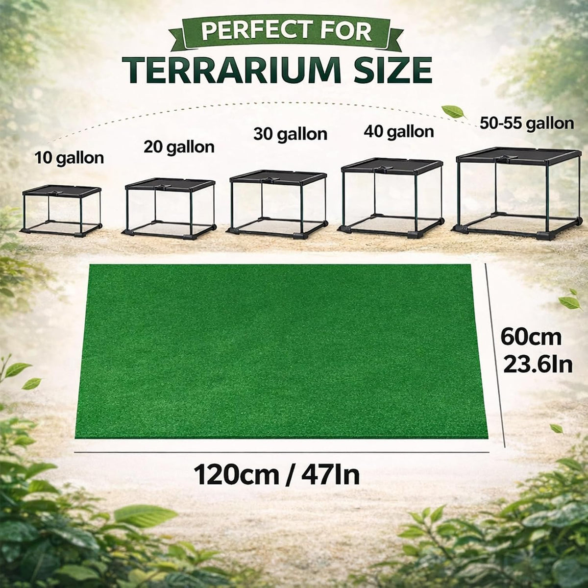 47" x 24" Large Reptile Carpet Terrarium Liner Bedding Reptile Substrate Mat Tank Accessories for Bearded Dragon Snake Lizard Tortoise Leopard Gecko (Grey)