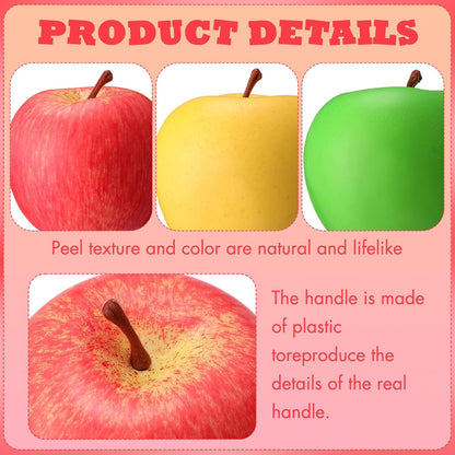 48 Pcs Red Green Yellow Artificial Apples Fake Plastic Fruit Bulk