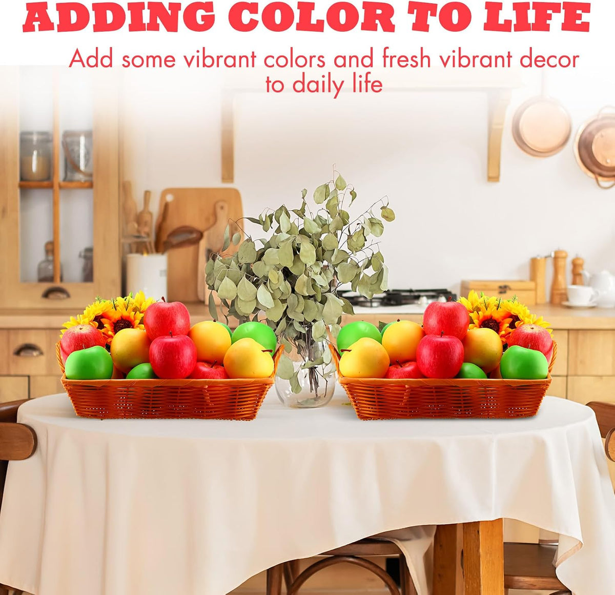 48 Pcs Red Green Yellow Artificial Apples Fake Plastic Fruit Bulk