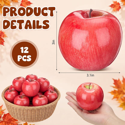 48 Pcs Red Green Yellow Artificial Apples Fake Plastic Fruit Bulk