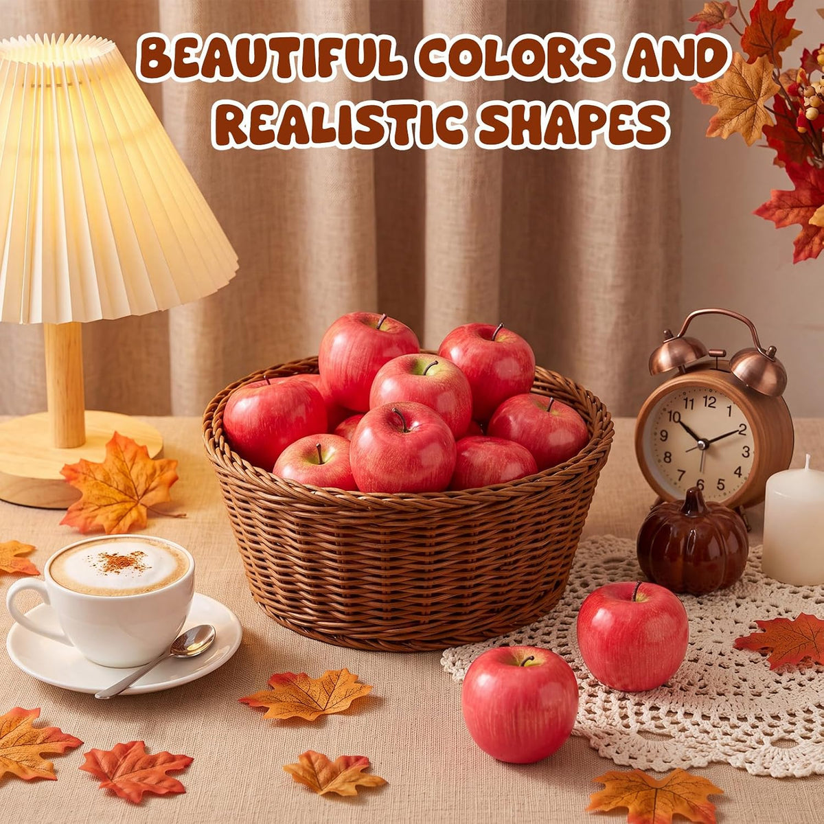 48 Pcs Red Green Yellow Artificial Apples Fake Plastic Fruit Bulk