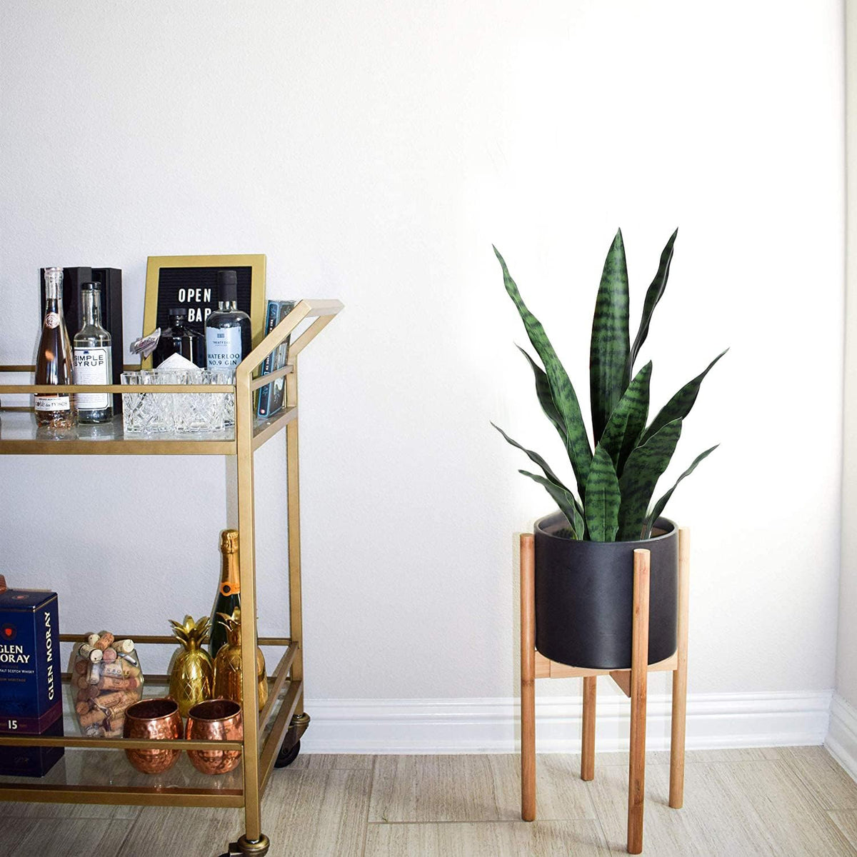 Artificial Plants Sansevieria Snake Plant with Black Plastic Planter Greenery Perfect Faux Agave Fake Plants in Pot for Home Office Indoor and Outdoo Décor (22" Green)
