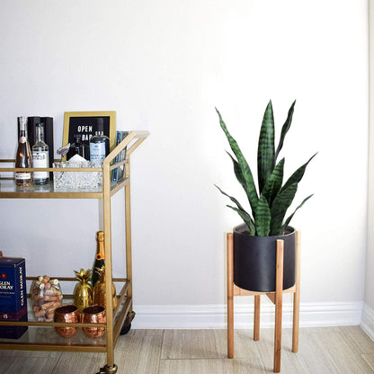 Artificial Plants Sansevieria Snake Plant with Black Plastic Planter Greenery Perfect Faux Agave Fake Plants in Pot for Home Office Indoor and Outdoo Décor (22" Green)