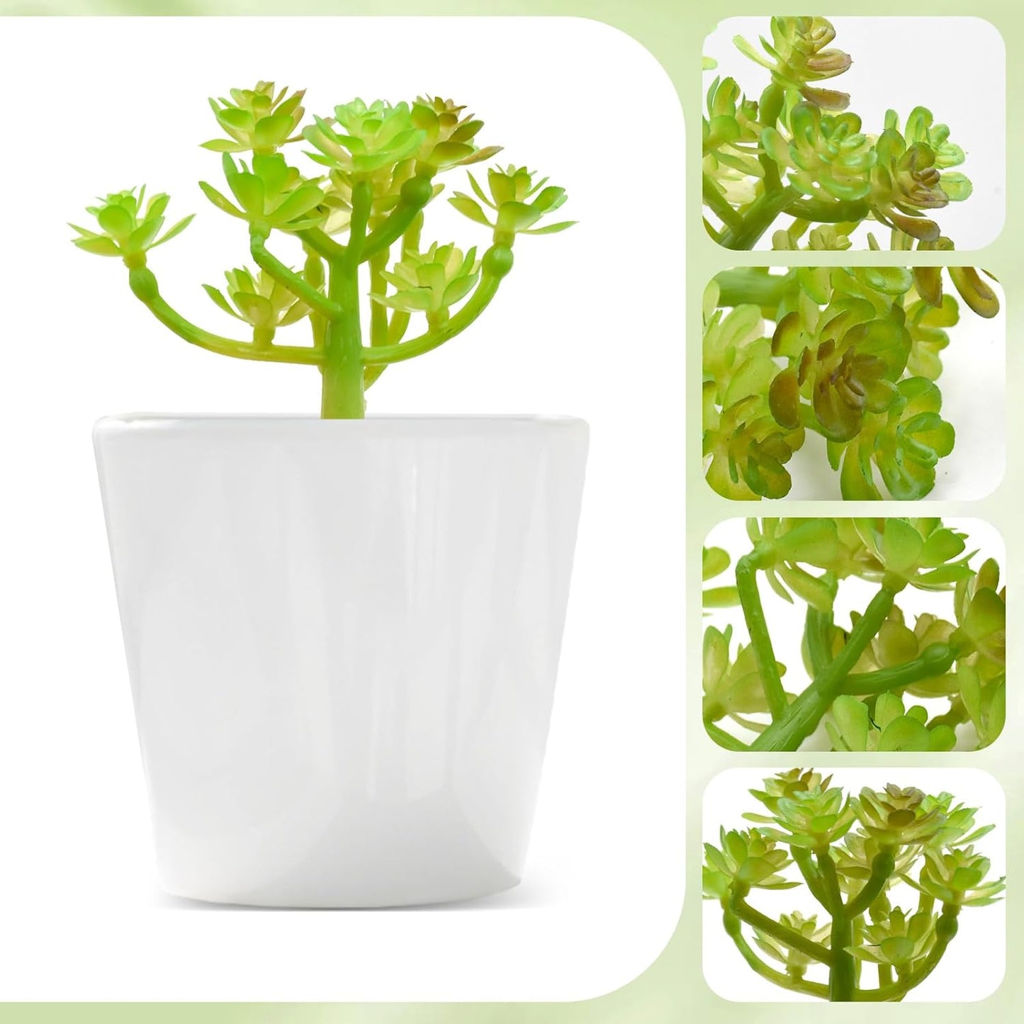 8 Pack Artificial Green Succulents Plants, Unpotted Fake Plants with Small Cactus and Echeveria for Floral Arrangements, Wreaths, and Indoor Outdoor Home Garden Décor