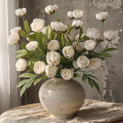 6 Pcs 27" Artificial Peony Silk Flower Stems for Vase Decor(Cream)