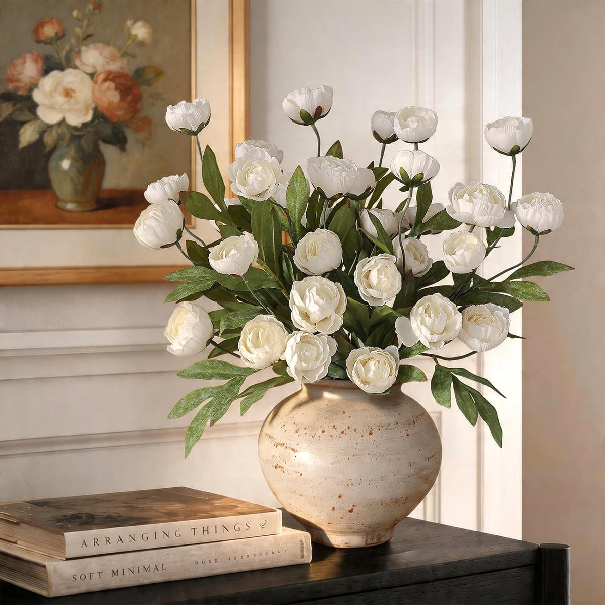 6 Pcs 27" Artificial Peony Silk Flower Stems for Vase Decor(Cream)