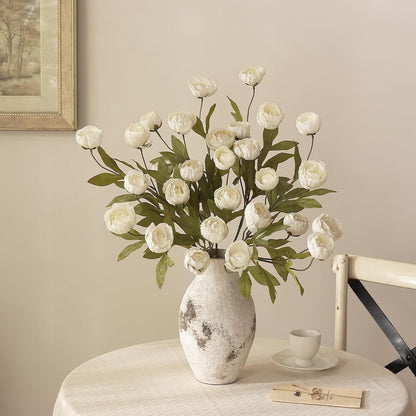 6 Pcs 27" Artificial Peony Silk Flower Stems for Vase Decor(Cream)
