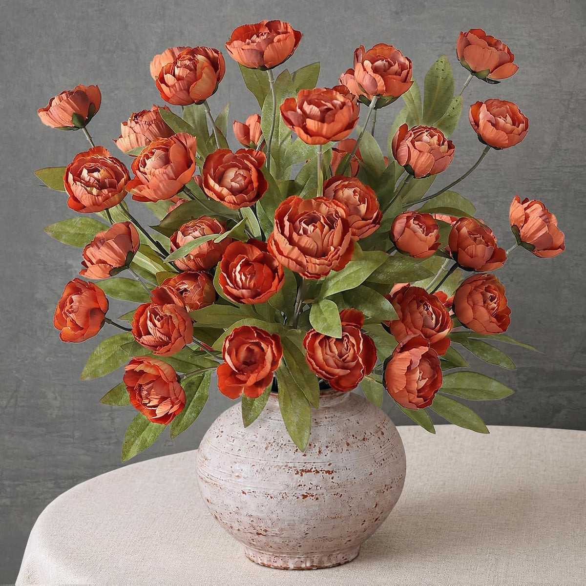 6 Pcs 27" Artificial Peony Silk Flower Stems for Vase Decor(Cream)