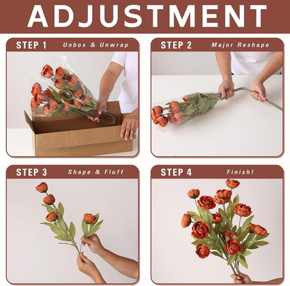 6 Pcs 27" Artificial Peony Silk Flower Stems for Vase Decor(Cream)