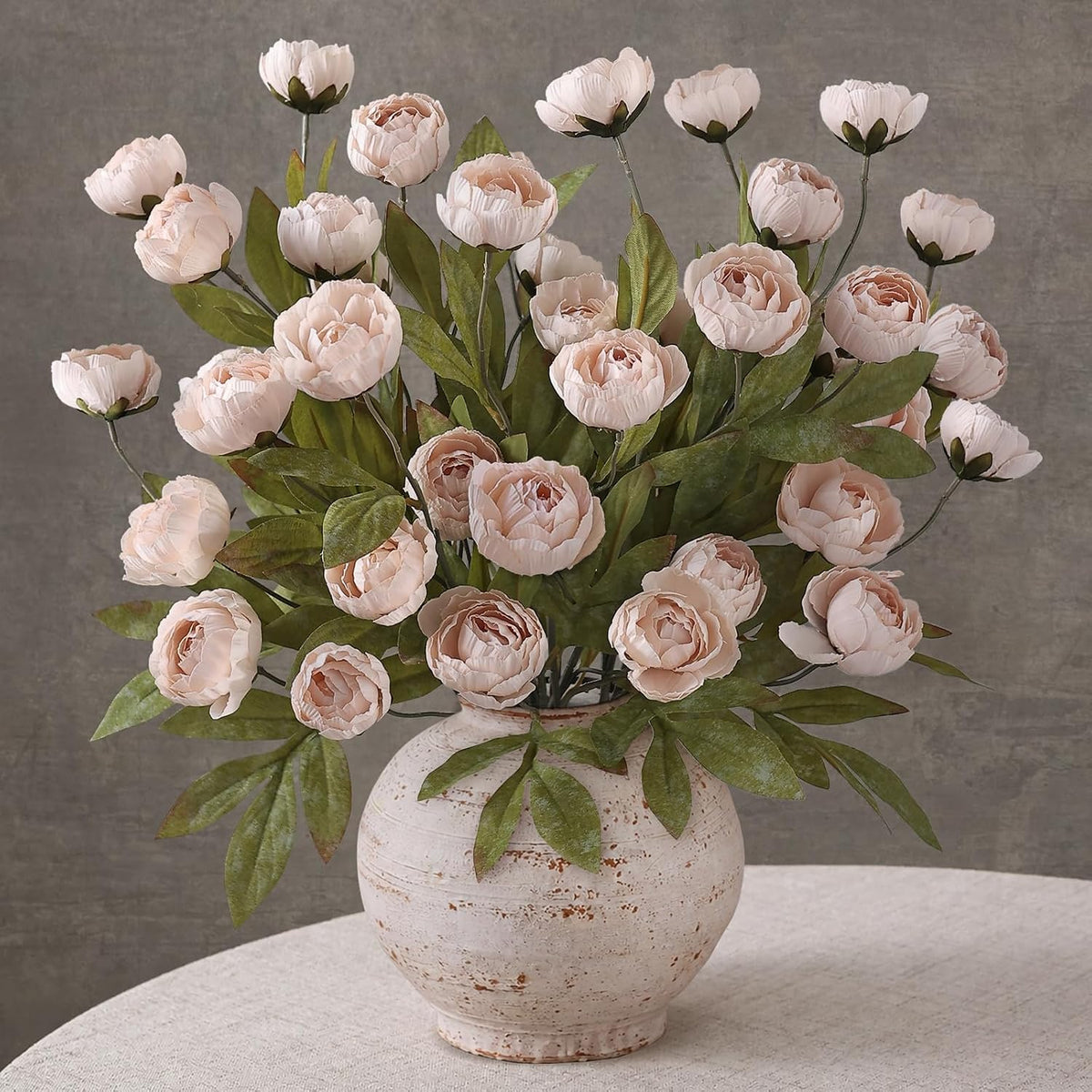 6 Pcs 27" Artificial Peony Silk Flower Stems for Vase Decor(Cream)