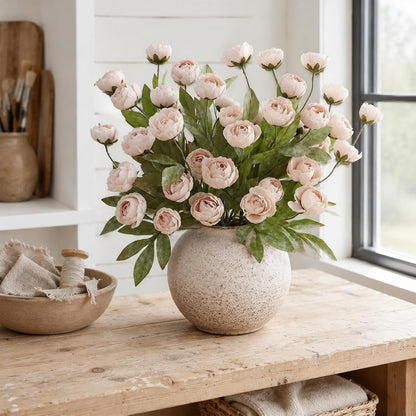 6 Pcs 27" Artificial Peony Silk Flower Stems for Vase Decor(Cream)