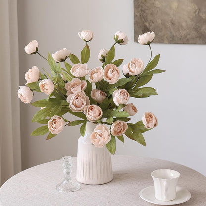 6 Pcs 27" Artificial Peony Silk Flower Stems for Vase Decor(Cream)
