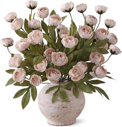 6 Pcs 27" Artificial Peony Silk Flower Stems for Vase Decor(Cream)