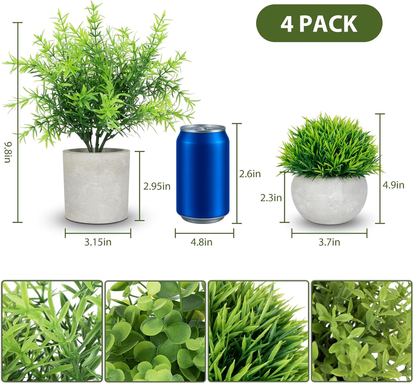 3 Pack Small Fake Plants, Mini Potted Artificial Greenery Plants for Indoor | Desk Plant Eucalyptus Rosemary for Home Office Table Shelf Farmhouse Bathroom Decor (Sage Green)