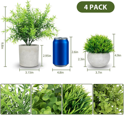 3 Pack Small Fake Plants, Mini Potted Artificial Greenery Plants for Indoor | Desk Plant Eucalyptus Rosemary for Home Office Table Shelf Farmhouse Bathroom Decor (Sage Green)