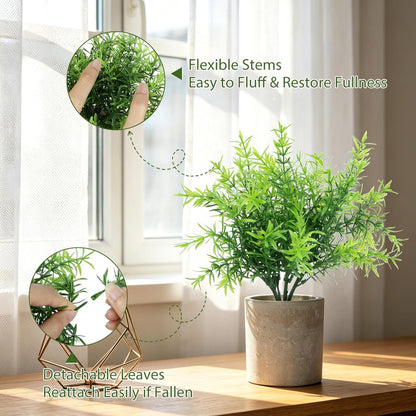3 Pack Small Fake Plants, Mini Potted Artificial Greenery Plants for Indoor | Desk Plant Eucalyptus Rosemary for Home Office Table Shelf Farmhouse Bathroom Decor (Sage Green)