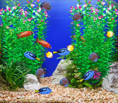 2 pcs Aquarium Decor Plants 21 Inches Extra Large Artificial Plastic Fish Tank Plants with Flowers, Tall Fish Tank Decoration for Betta Fish Tank