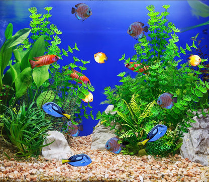 2 pcs Aquarium Decor Plants 21 Inches Extra Large Artificial Plastic Fish Tank Plants with Flowers, Tall Fish Tank Decoration for Betta Fish Tank