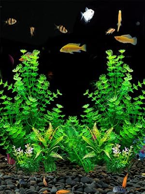 2 pcs Aquarium Decor Plants 21 Inches Extra Large Artificial Plastic Fish Tank Plants with Flowers, Tall Fish Tank Decoration for Betta Fish Tank