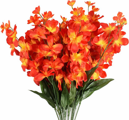 26.7'' Artificial Orchid Stems, 12Pcs Orange Silk Turquoise Orchids Flowers for Wedding Bridal Bouquet Boutonniere Wreath Table Centerpiece Outdoor Decor