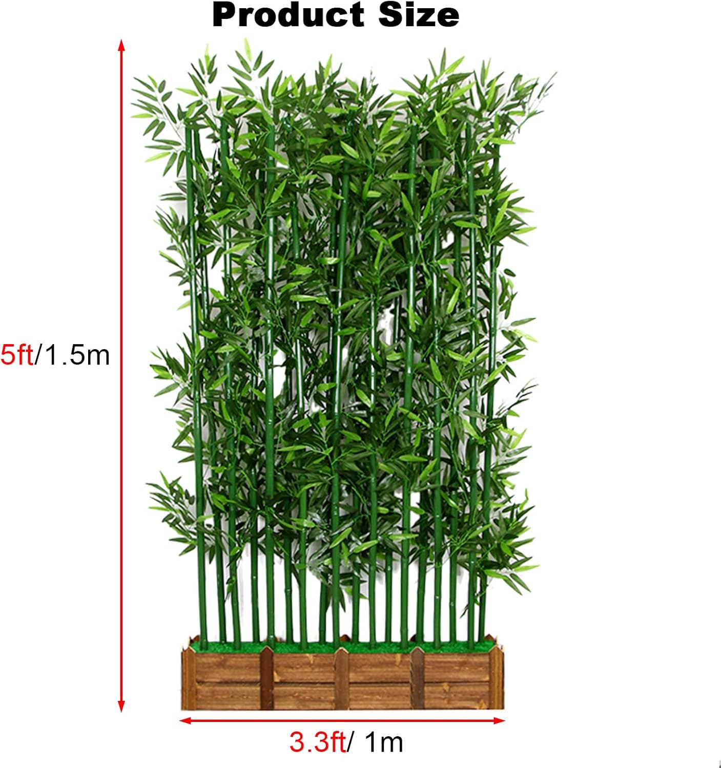 Artificial Bamboo Privacy Screen - 39in Solid Wood Base with 16 Thick Faux Stalks & Panda Decor - UV Resistant Tall Fake Plant for Indoor Outdoor Patio Divider - Dense Leaves (Green, 4FT/1.2M)
