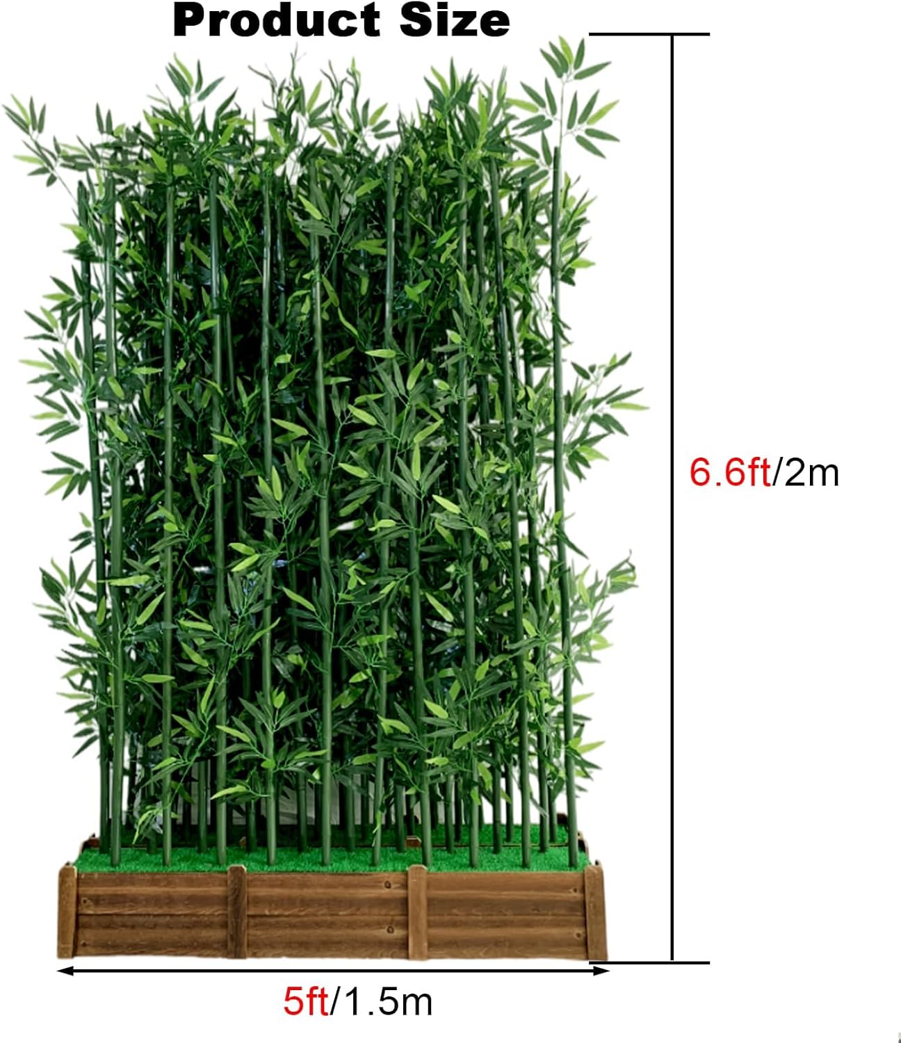 Artificial Bamboo Privacy Screen - 39in Solid Wood Base with 16 Thick Faux Stalks & Panda Decor - UV Resistant Tall Fake Plant for Indoor Outdoor Patio Divider - Dense Leaves (Green, 4FT/1.2M)