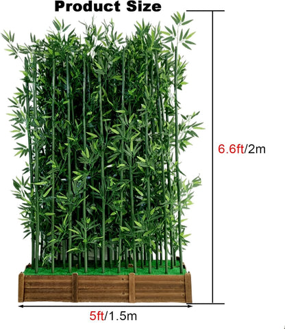 Artificial Bamboo Privacy Screen - 39in Solid Wood Base with 16 Thick Faux Stalks & Panda Decor - UV Resistant Tall Fake Plant for Indoor Outdoor Patio Divider - Dense Leaves (Green, 4FT/1.2M)