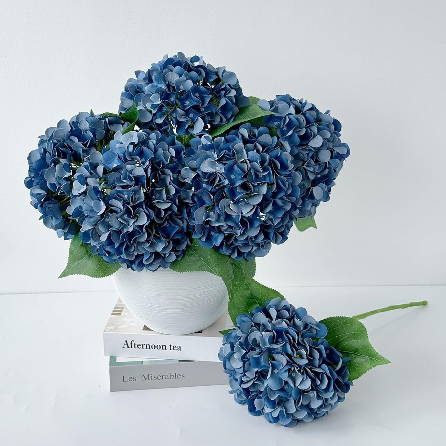 5 Pcs Silk Green Hydrangea Artificial Flowers - 20'' Faux Hydrangeas for Spring Indoor/Outdoor Home Decor & Wedding Arrangement