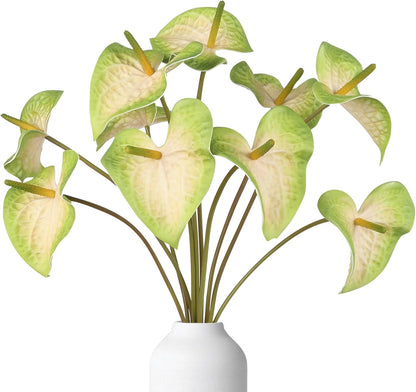 10pcs Burgundy Anthurium Artificial Flowers, 23.6" Burgundy Flowers Artificial Tropical Flowers Real Touch for DIY Wedding Bouquets Centerpieces Bridal Shower Party Home Decor